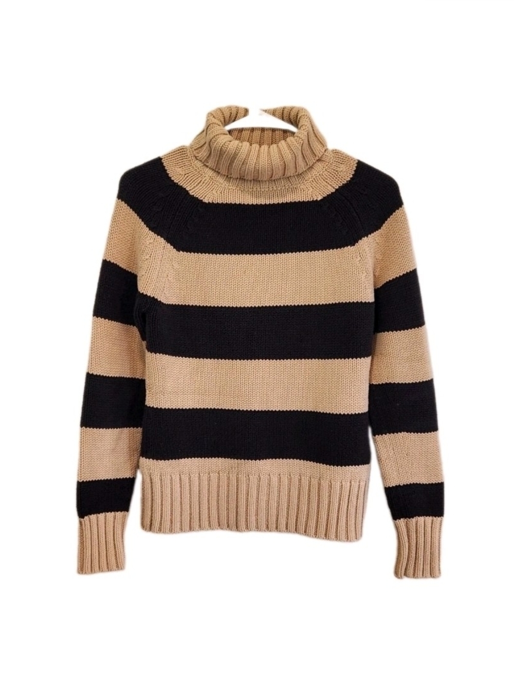 Vintage Y2K Gap Striped Knit Turtleneck Sweater Size S Fall 2002 Black Tan